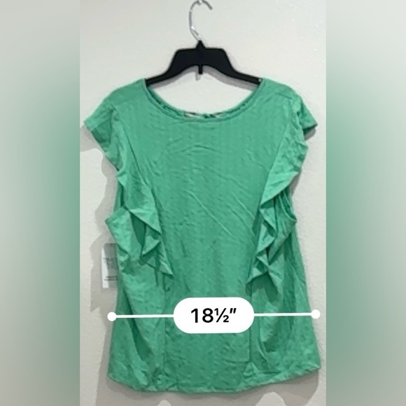 Green Ruffle Sleeve Women's Top - Picture 5 of 6